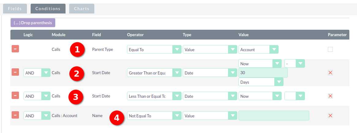 567 8 conditions report avanzati in suitecrm