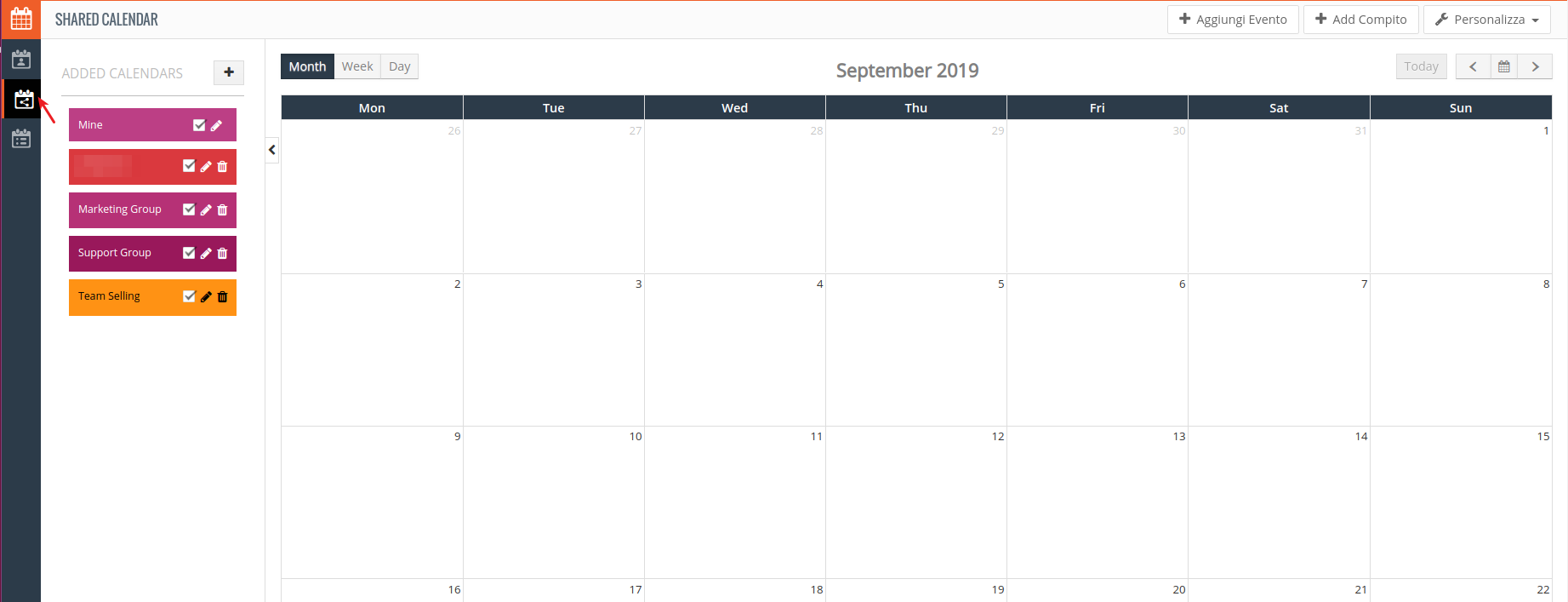 gestione calendario vitger shared calendar