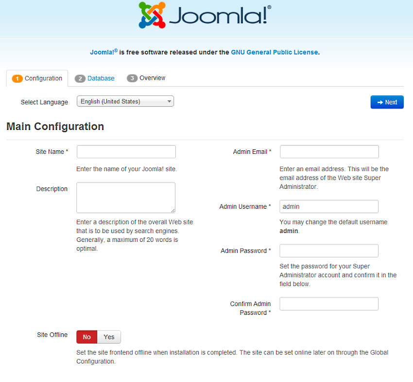 joomla istallazione 3