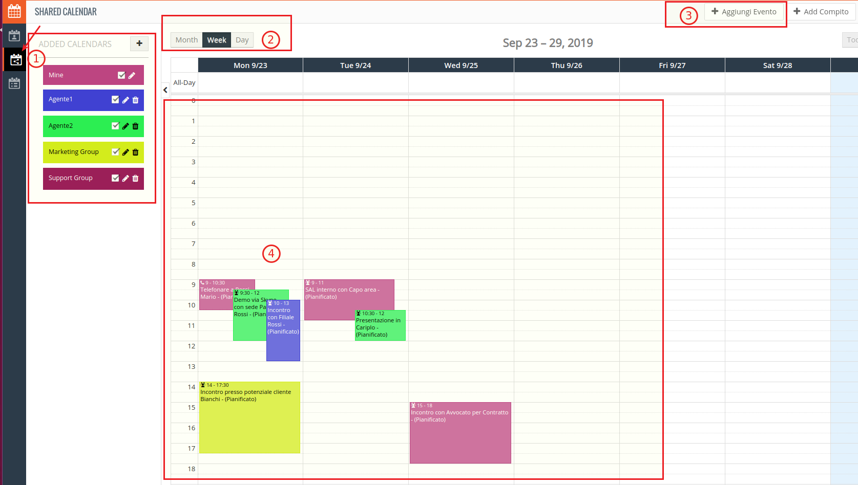 come pianificare le attività su più calendari - vtiger