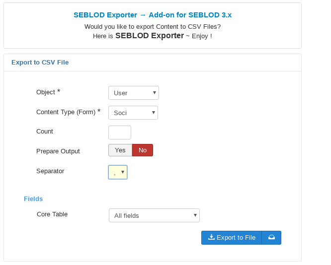 seblod export dati plugin