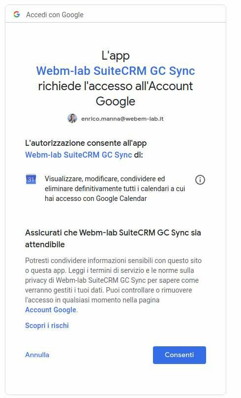 suitecrm come integrare google calendar 17